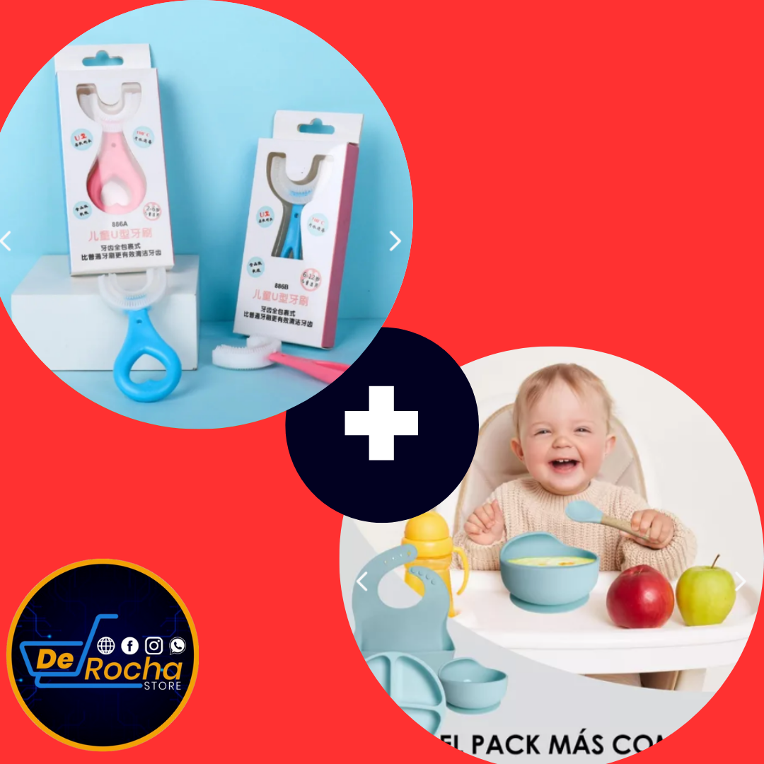 combo cepillo para bebe+vajilla bebe